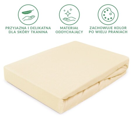 Prześcieradło jersey z gumką 80x160 kolor Krem