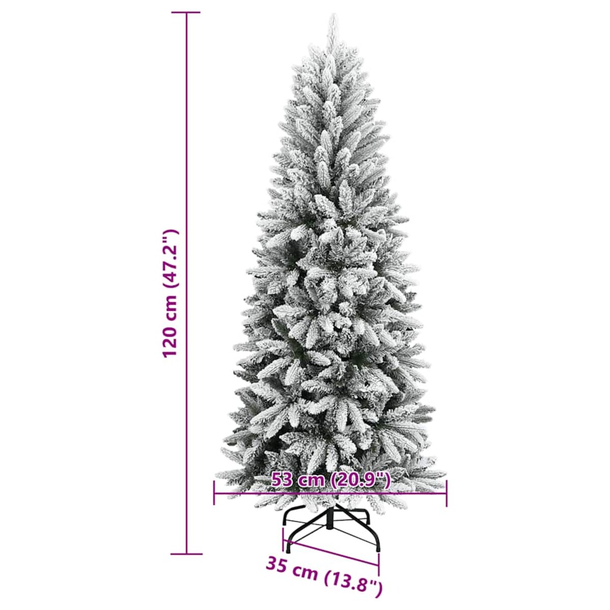vidaXL Sztuczna choinka pokryta śniegiem, 120 cm, PVC i PE
