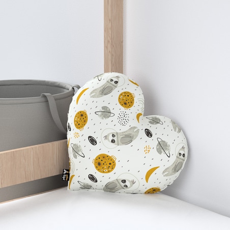 Poduszka Heart of Love z minky, biało-szara, 45x15x45cm, Magic Collection