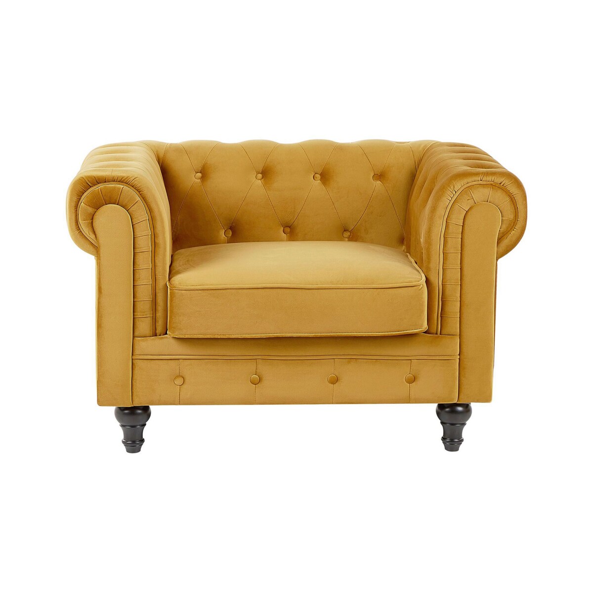 Fotel welurowy żółty CHESTERFIELD