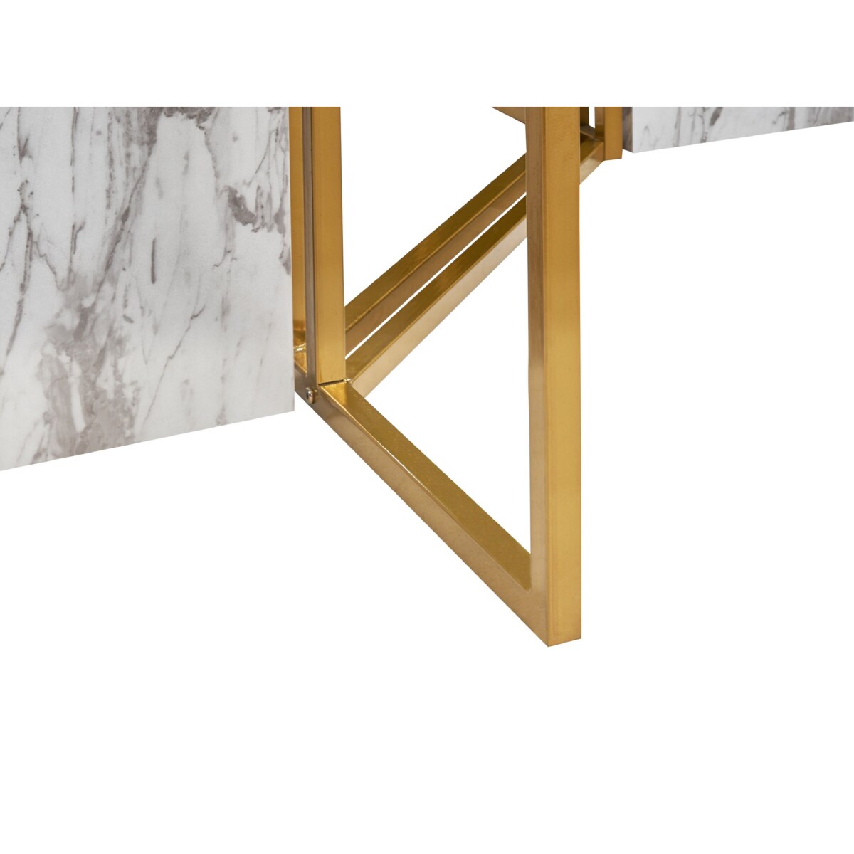 Stół do jadalni 100 x 200 cm efekt marmuru ze złotym CALCIO