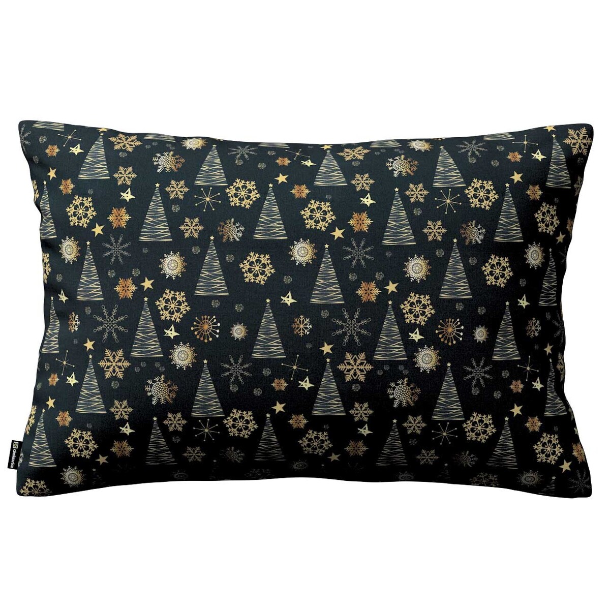 Poszewka Kinga na poduszkę prostokątną 60x40 złoty wzór na czarnym tle