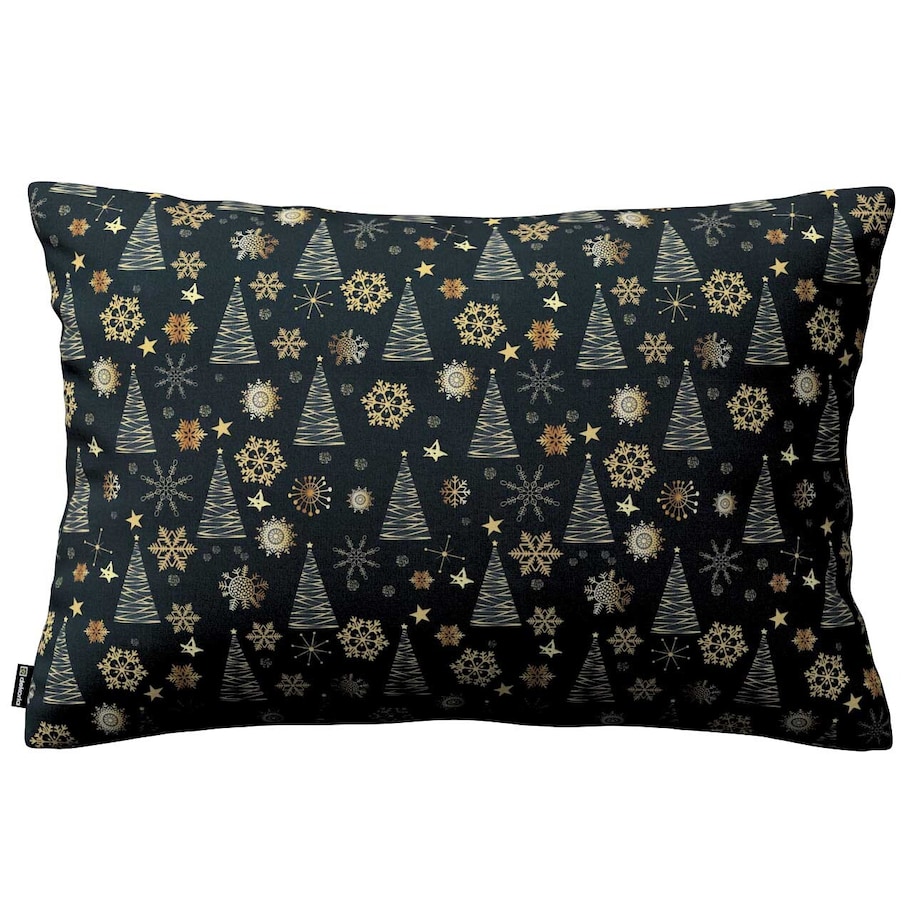 Poszewka Kinga na poduszkę prostokątną 60x40 złoty wzór na czarnym tle