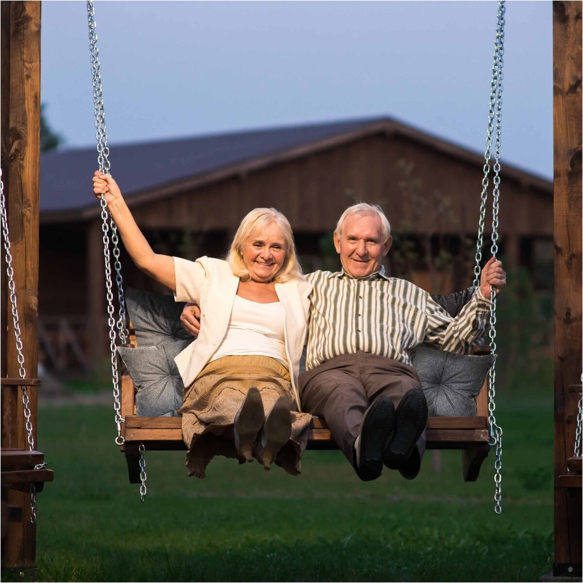 Poduszka Ogrodowa Zestaw 180X60X50 Ekolen Na Ławkę Huśtawkę Taras Dekoracyjny Szara