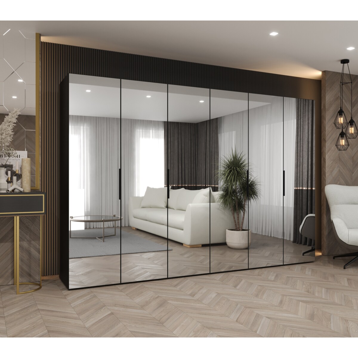 Szafa uchylna otwierana MARBELLA 3 300 wys. 202 cm Czarny + u. Czarny