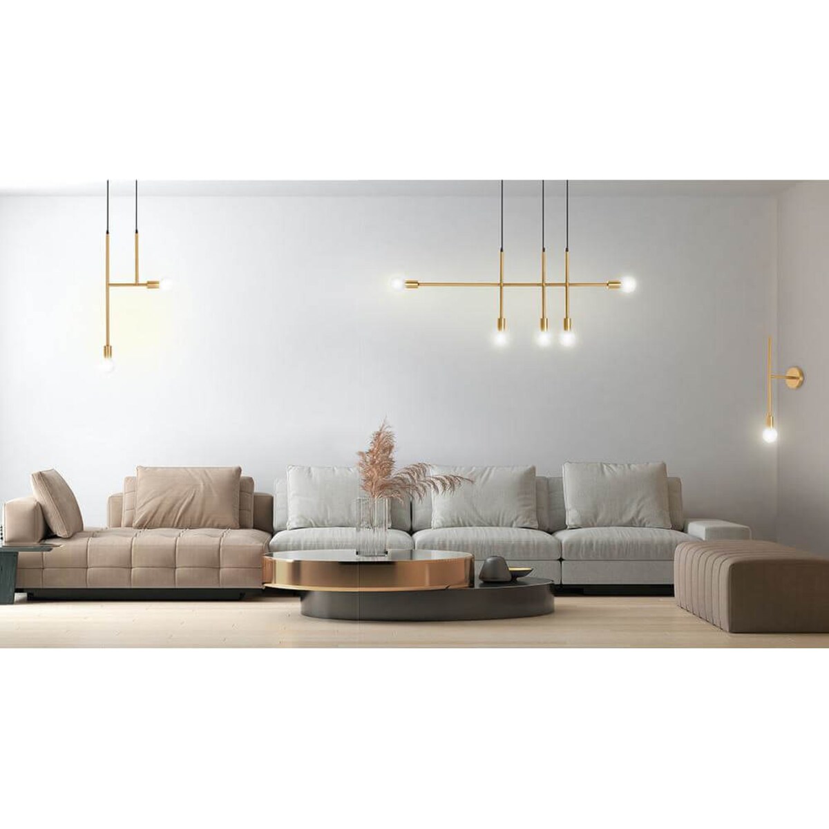 Klasyczna ścienna lampa Riva MSE010100394 Moosee metalowa złota