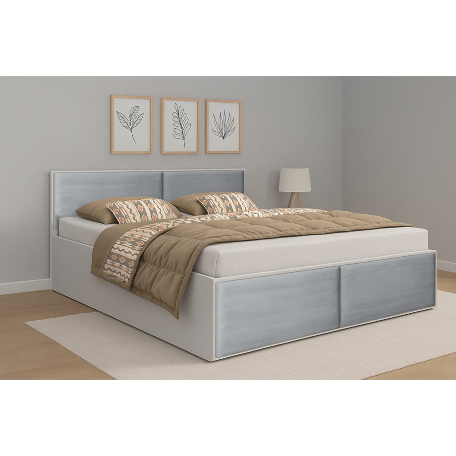 Łóżko sypialniane ALDO 2 140x200 z tapicerowanymi panelami -szary