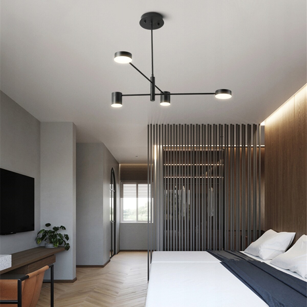 Lampa Sufitowa Nowoczesna Czarna 4-Ramienna Led