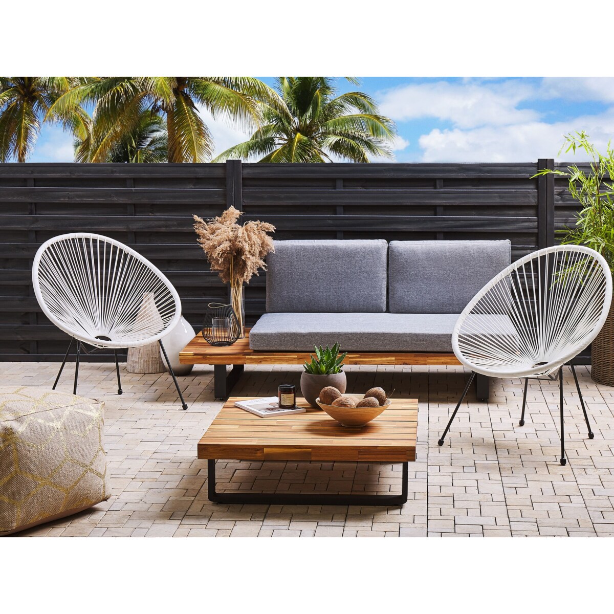 Krzesło z technorattanu białe ACAPULCO II