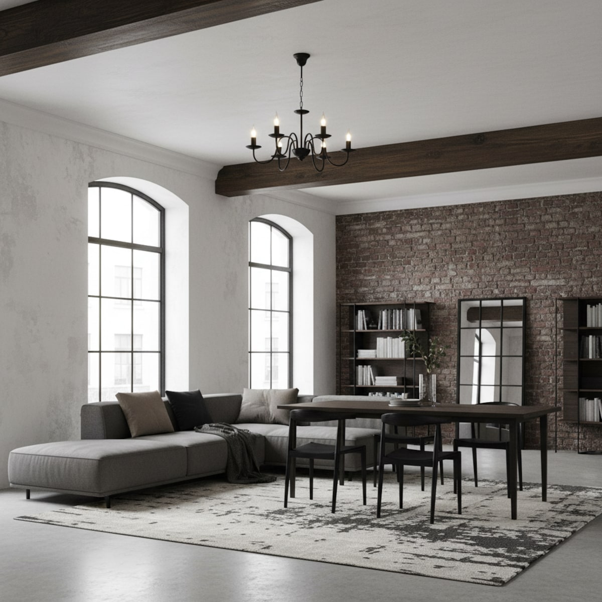 czarna lampa wisząca edylit 6 punktowa loft do salonu