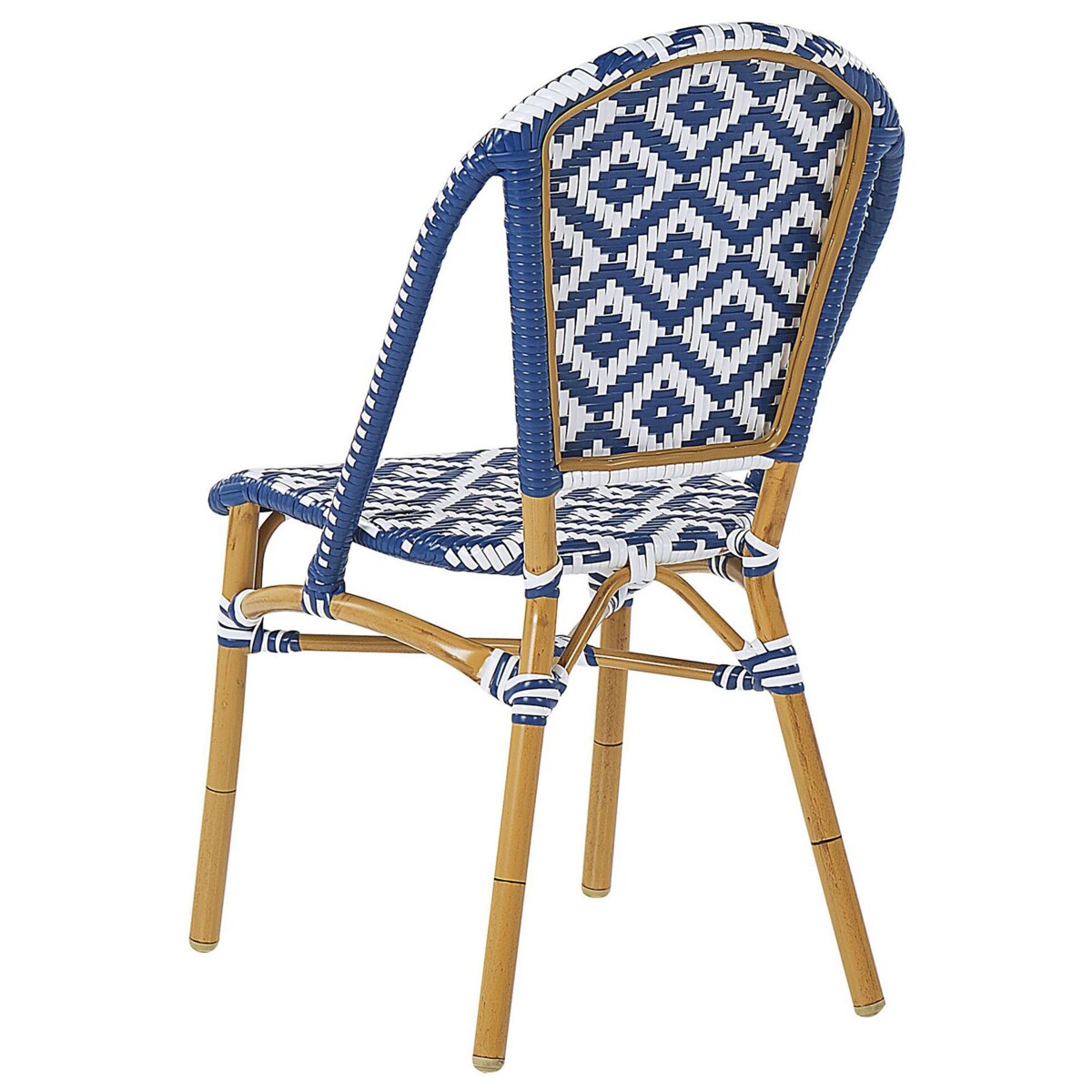 Zestaw 4 krzeseł ogrodowych z technorattanu wzór niebiesko-biały RIFREDDO
