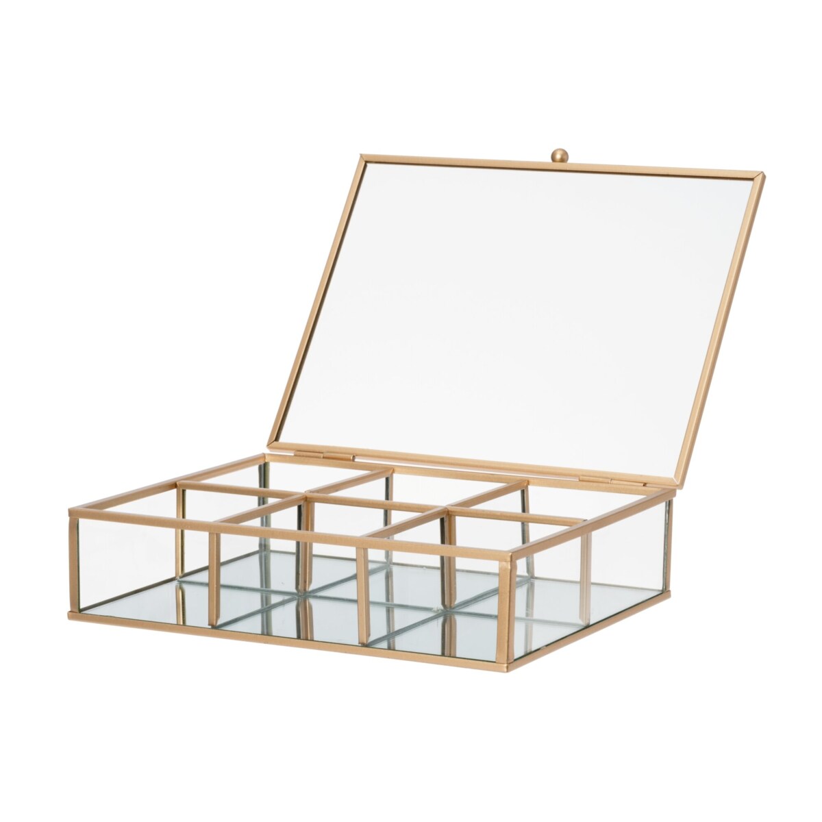 Szklana szkatułka z przegródkami GEMMY, 20 x 16 cm