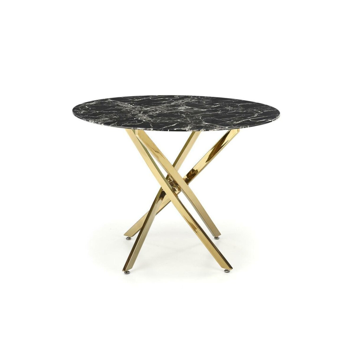 STÓŁ OKRĄGŁY Amber SZKLANY 100cm efekt marmuru METALOWE NOGI