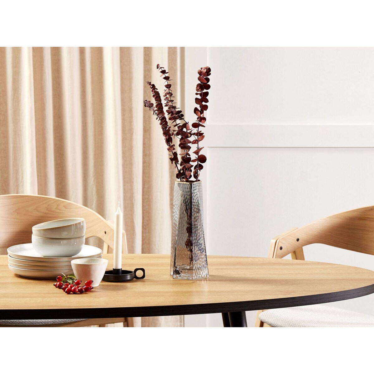 Wazon na kwiaty szklany 27 cm szary LILAIA