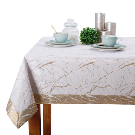 Obrus złoty Marmur - 120x180 cm - złoty