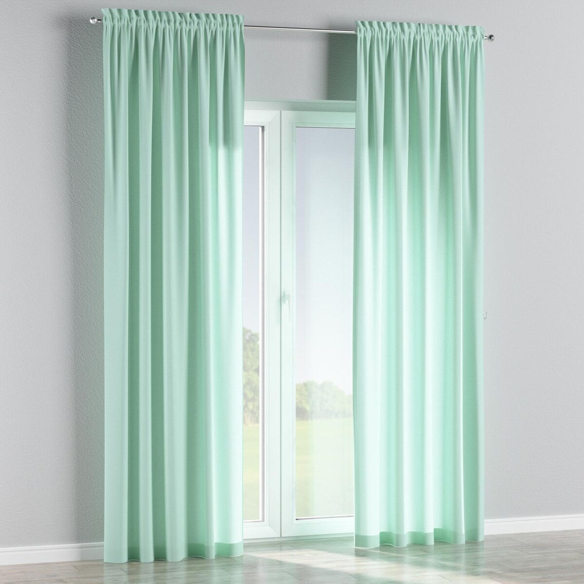 Zasłona na kanale z grzywką 1 szt. 130x260 turkusowo - miętowy