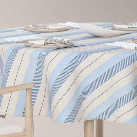 Obrus okrągły 130 x 130 cm niebieskie pasy