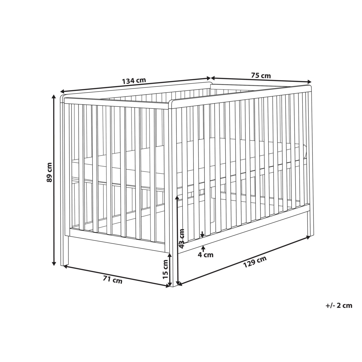 Łóżeczko dziecięce Drewno sosnowe KIAMA 60 x 120 cm Biały