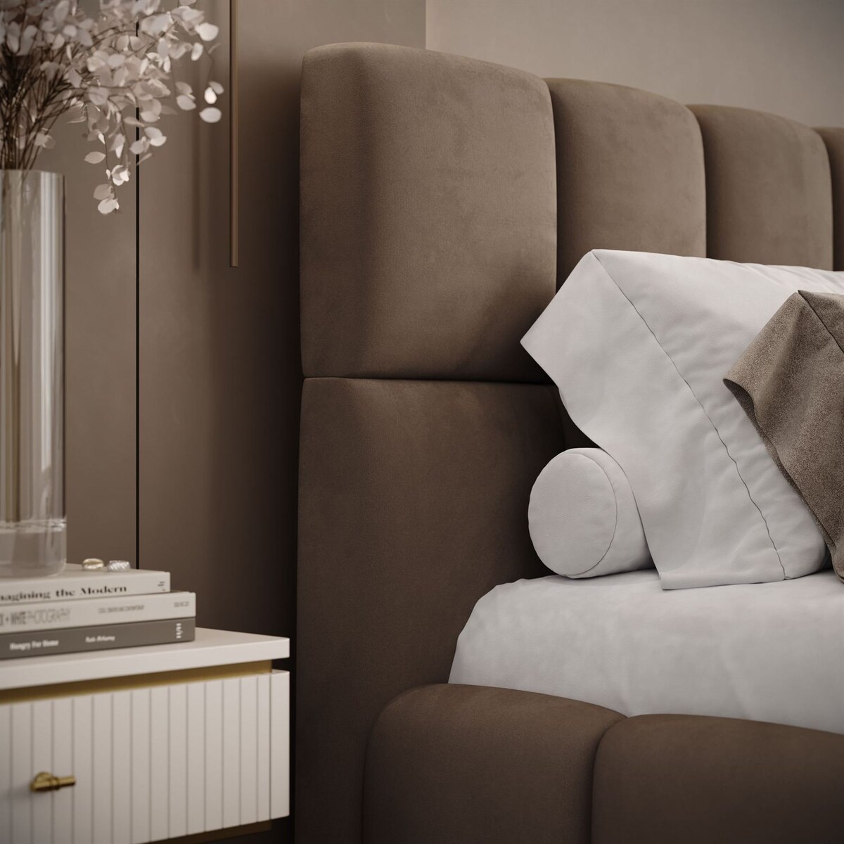 Łóżko tapicerowane VENEZIA, pojemnik na pościel, stelaż 34, 140x200, Royal Velvet 176