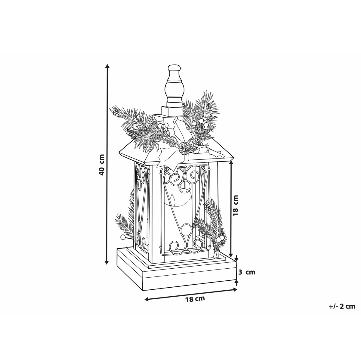 Lampion LED LED SAIMA Wzór świąteczny 40 cm Ciemnobrązowy