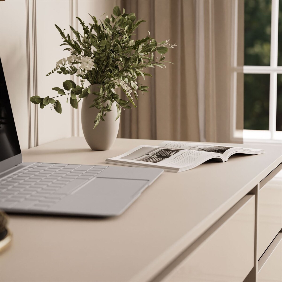 Biurko MADA GLOSS z szufladami kaszmir połysk