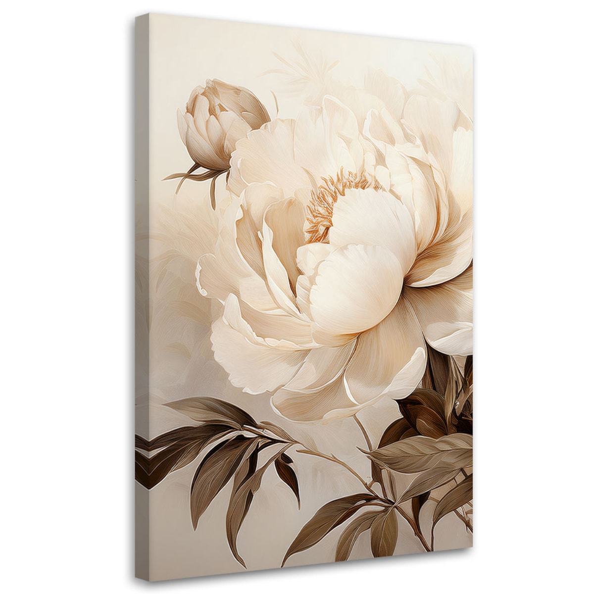 Obraz do salonu sypialni Piwonie Peonie Kwiaty Beżowy 70x100
