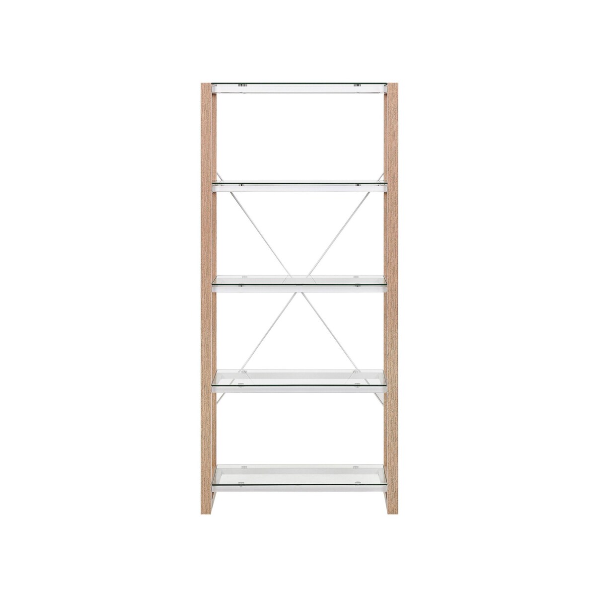 Regał 4 półki biały z jasnym drewnem JENKS