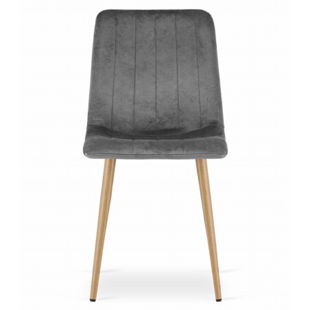 Krzesło Do Jadalni Kuchni Salonu Lava - Ciemny Szary Aksamit / Nogi Kolor Drewna X 4