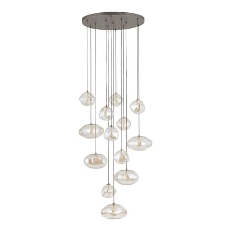 Lampa Wisząca Na Kole Tk Lighting Nebia Brązowa Tytan Kaskada 13Xg9 Koniakowe Klosze Nieregularne Szkło