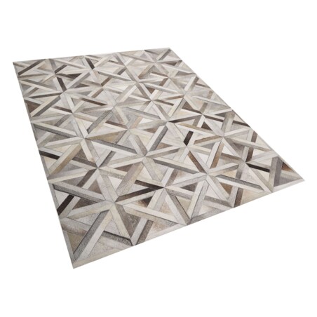 Dywan patchworkowy skórzany 140 x 200 cm brązowo-beżowy TAYTAN