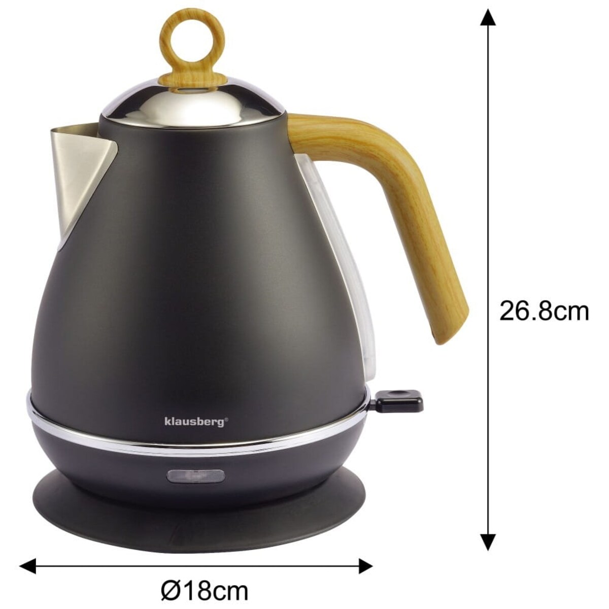 Czajnik elektryczny ze stali nierdzewnej 1.7L czarny KLAUSBERG