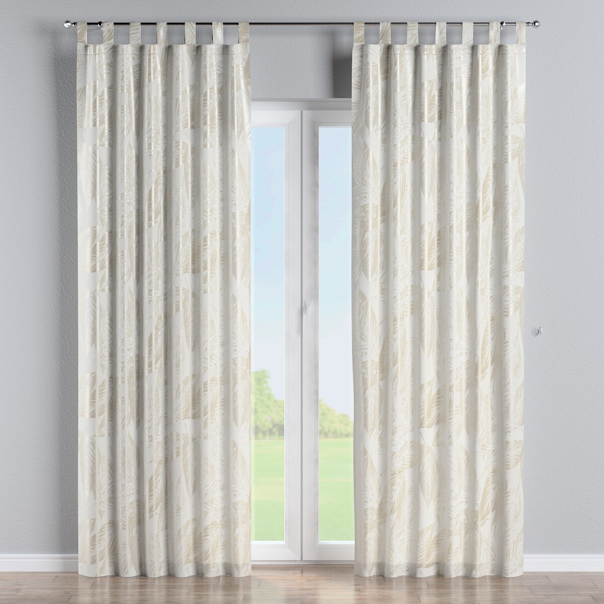 Zasłona na szelkach 1 szt. 130x245 szaro-beżowe liście