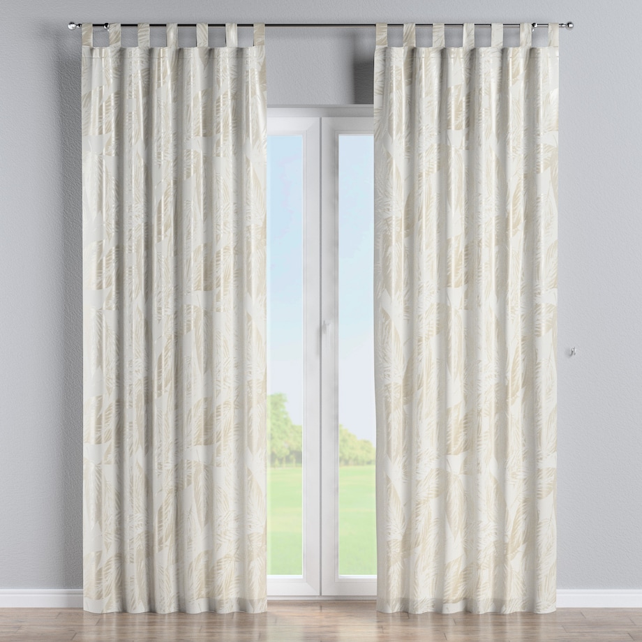 Zasłona na szelkach 1 szt. 130x245 szaro-beżowe liście