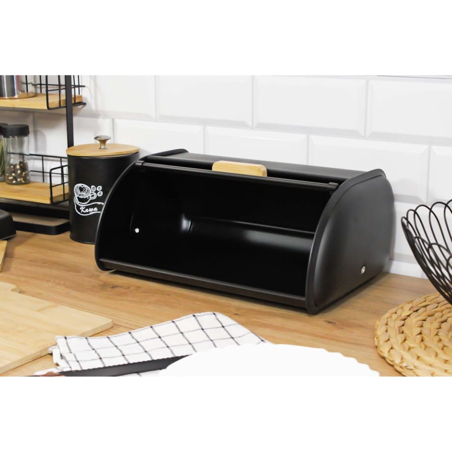 Chlebak metalowy pojemnik na chleb pieczywo bułki 35x24x14.5cm czarny BRUNBESTE