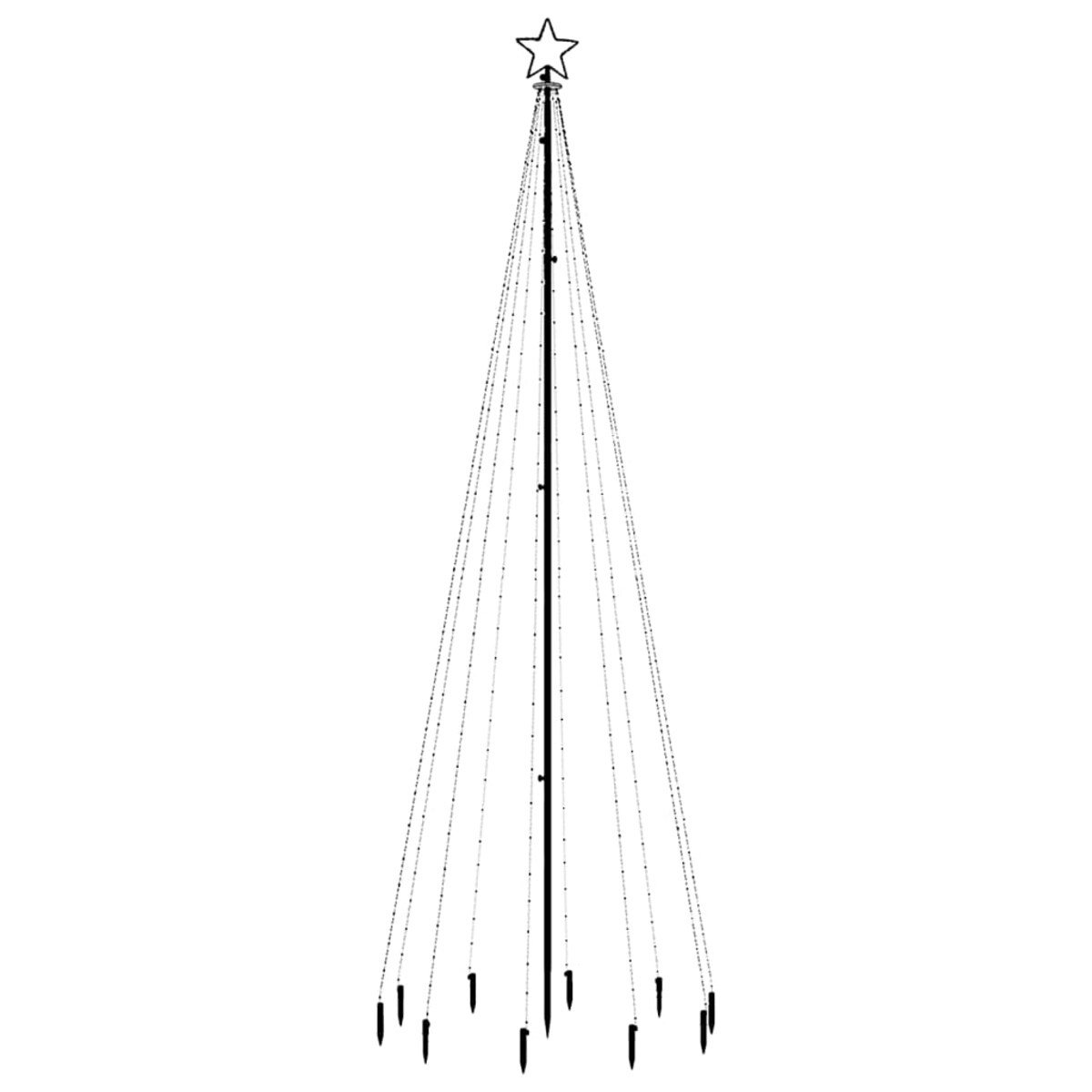 vidaXL Choinka z kołkiem gruntowym, 310 ciepłych białych LED, 300 cm