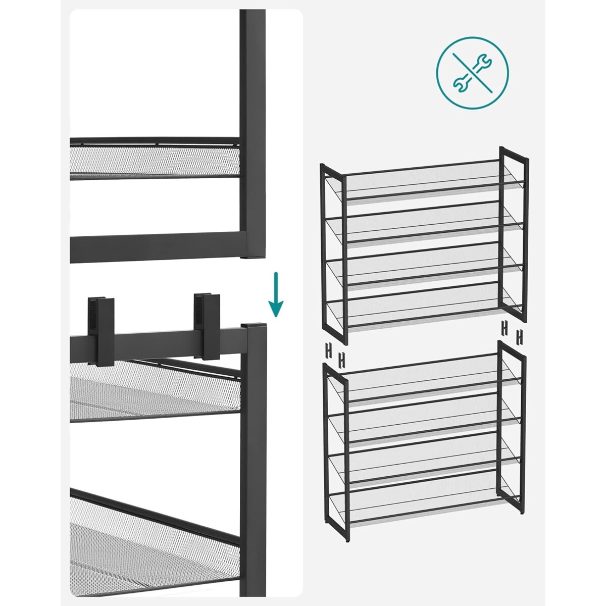 Regał Na Buty 92,5X30,7X163,5 Cm Czarny