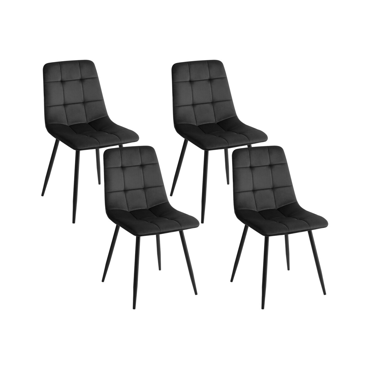 Zestaw 4 krzeseł do jadalni POWELL Welur Czarny