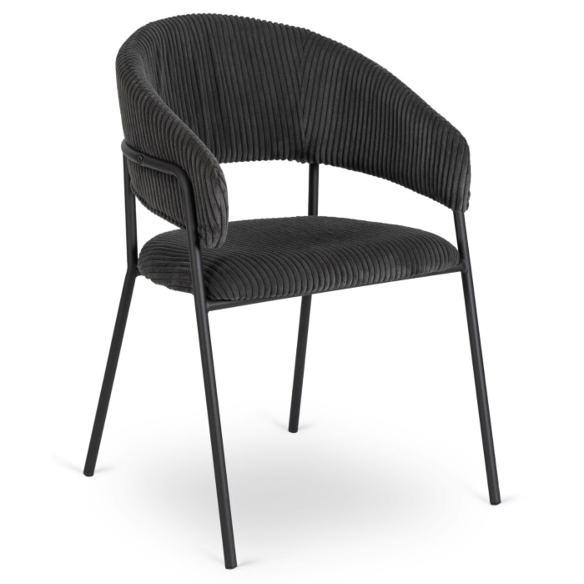 Krzesło Tapicerowane TINKA Czarne Sztruksowe Nowoczesne Loft