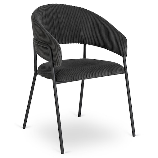 Krzesło Tapicerowane TINKA Czarne Sztruksowe Nowoczesne Loft