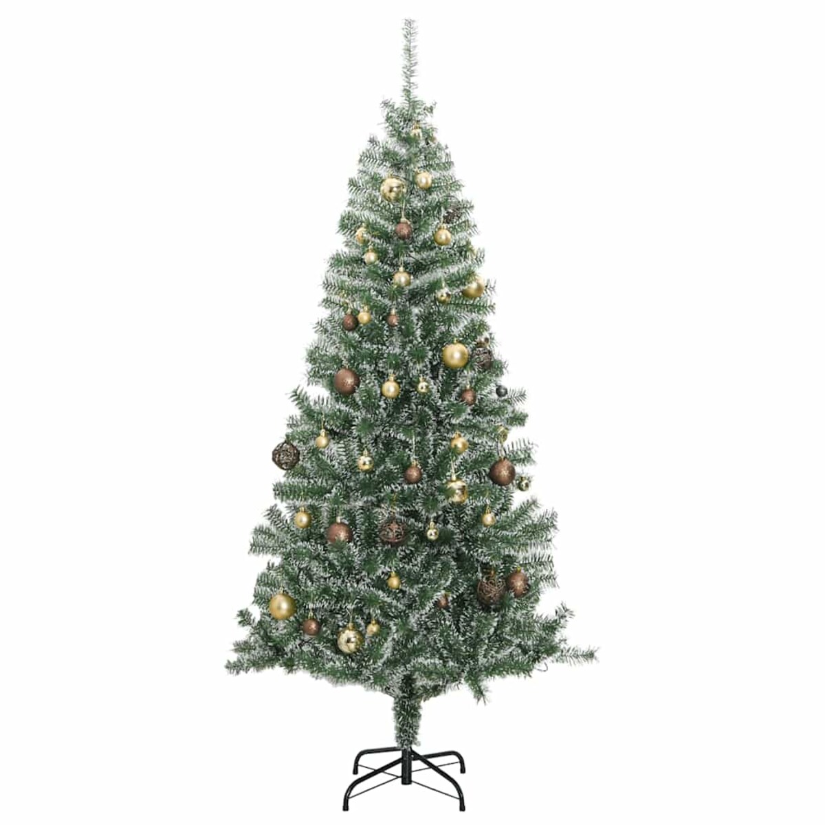 vidaXL Sztuczna choinka z 300 LED, bombkami i śniegiem, 210 cm
