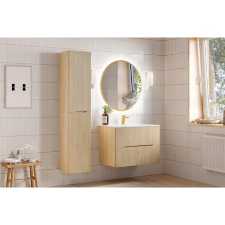 Szafka pod umywalkę NORDIC CREMONA 2S 80cm dąb cremona z umywalką wpuszczaną SKY