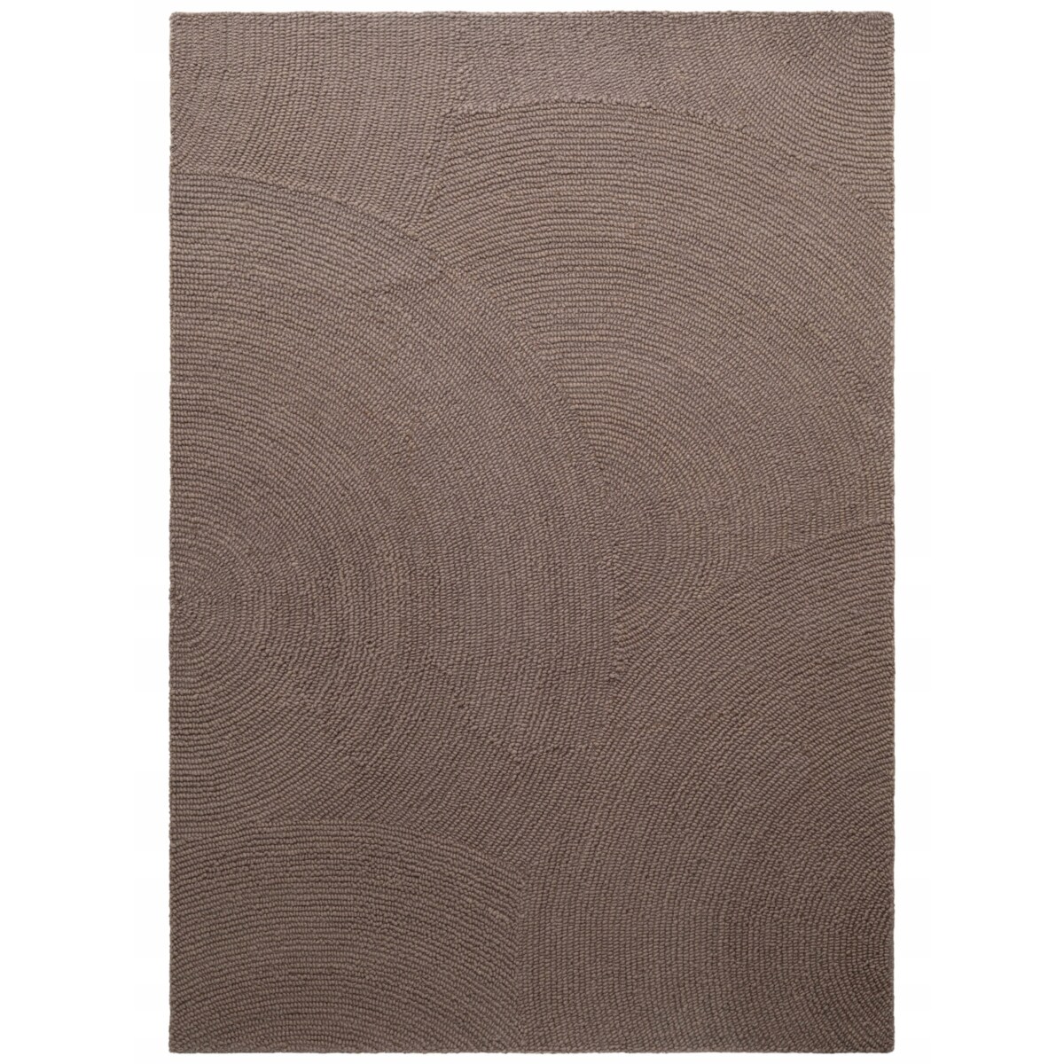 Dywan wełniany do salonu 80x150cm, brązowy wzór w półkola, efekt 3d