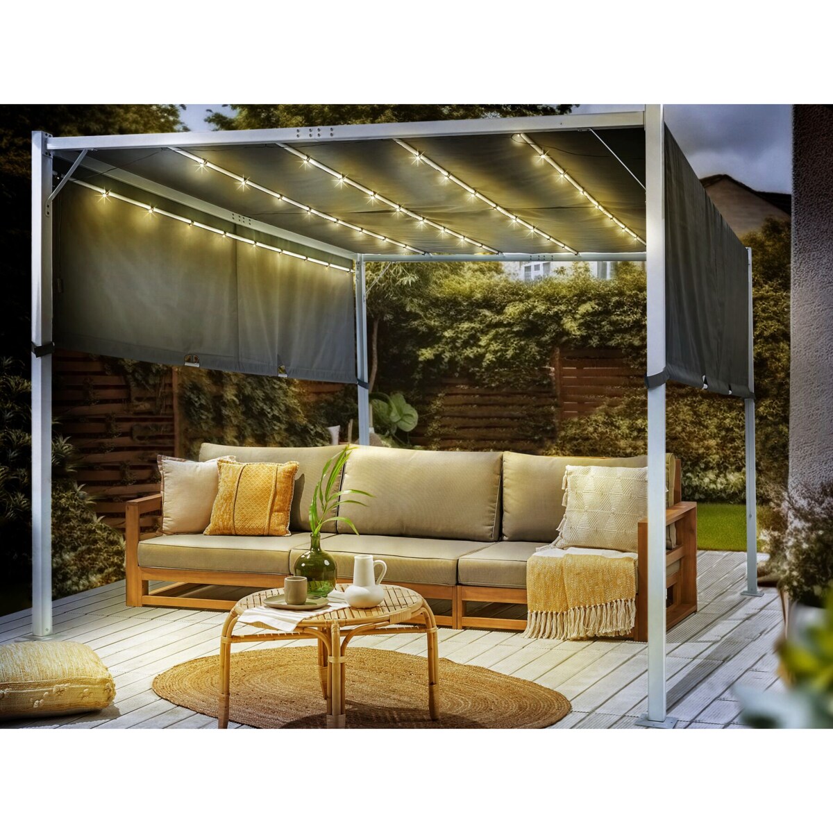 Pawilon ogrodowy LED 310 x 310 cm szary PARGA