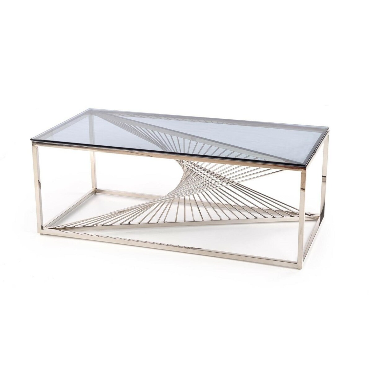 STOLIK KAWOWY Infinity SZKLANY przydymiony STALOWA PODSTAWA