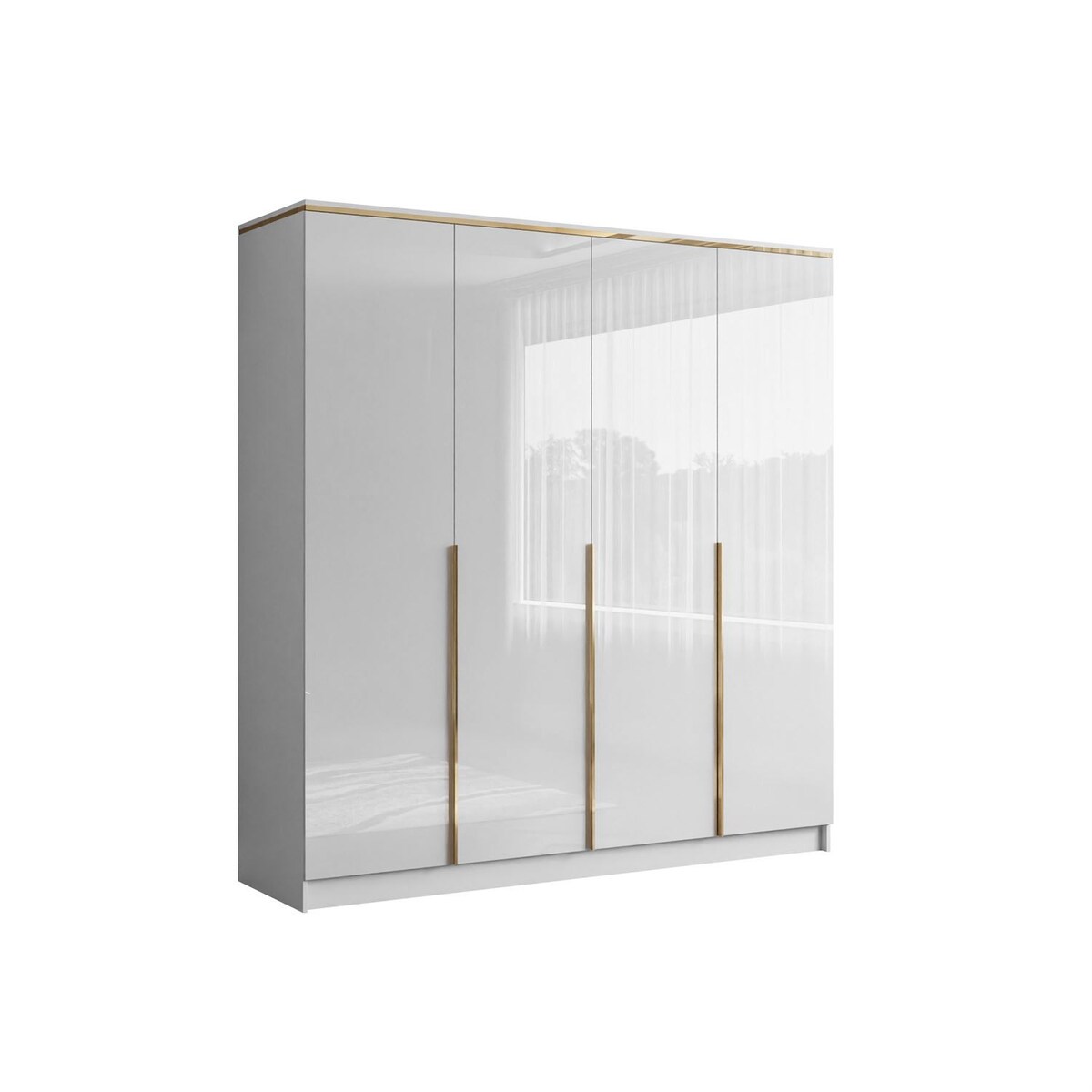 Szafa uchylna AURORA 4D w białym połysku złoty uchwyt