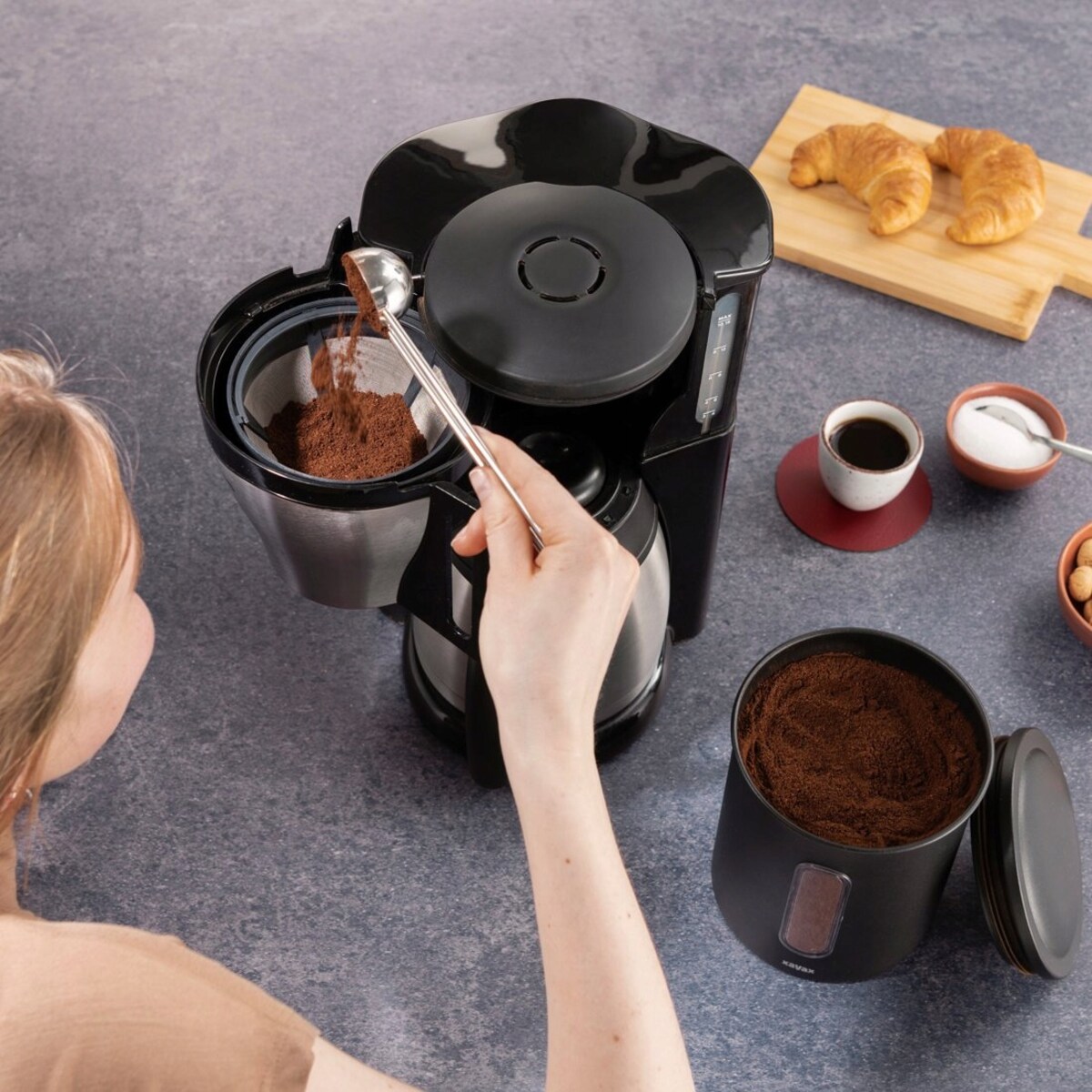 XAVAX Pojemnik do kawy 500g stal nierdzewna czarny mat BARISTA