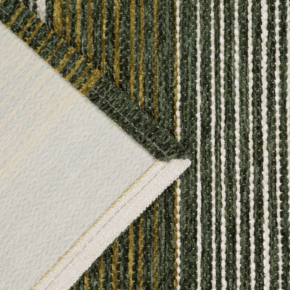 Dywan Laos Chenille 55x85 cm paski zielono-ivory