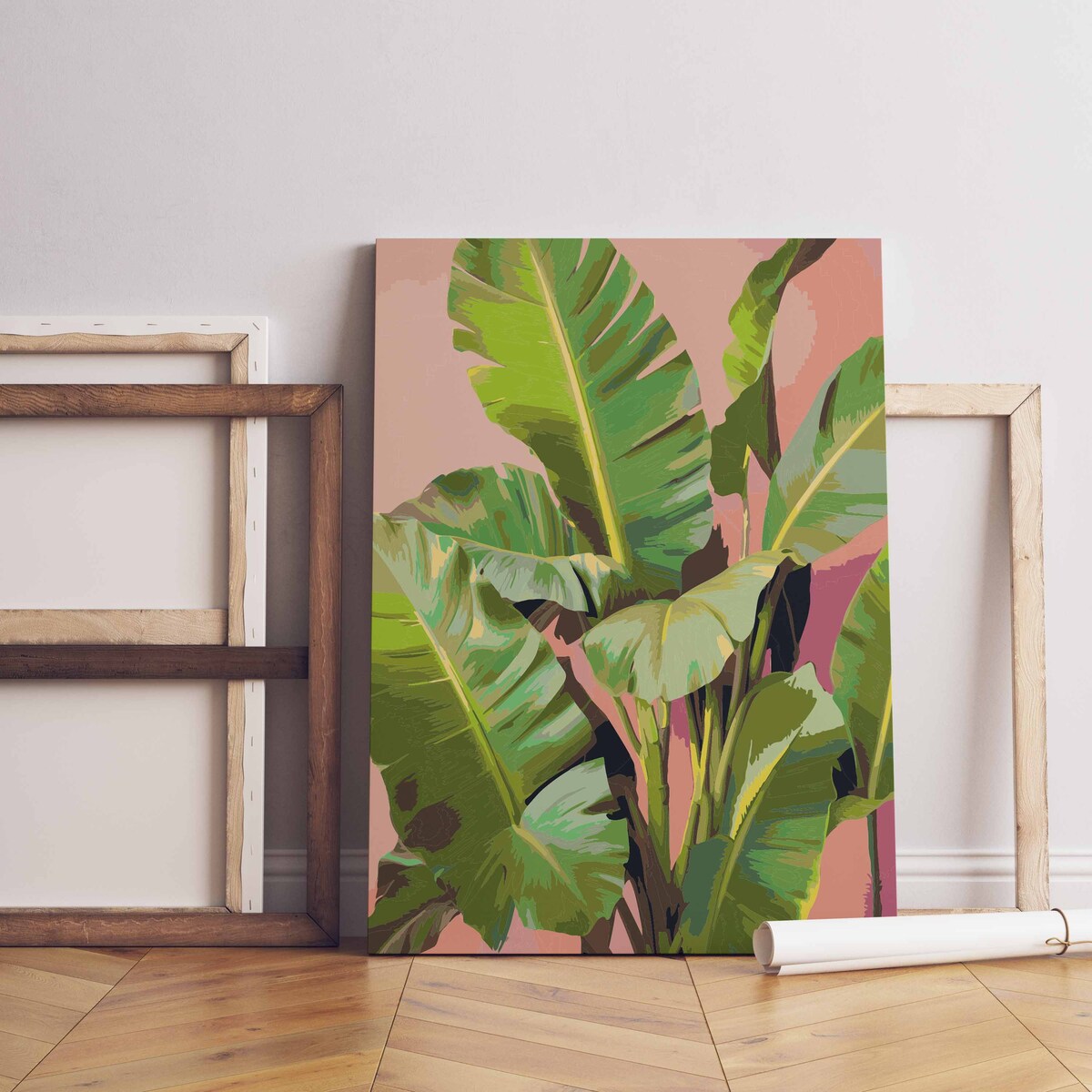 Malowanie po numerach, zestaw DIY – LIŚCIE PALMY 50x70 cm- Produkt PL