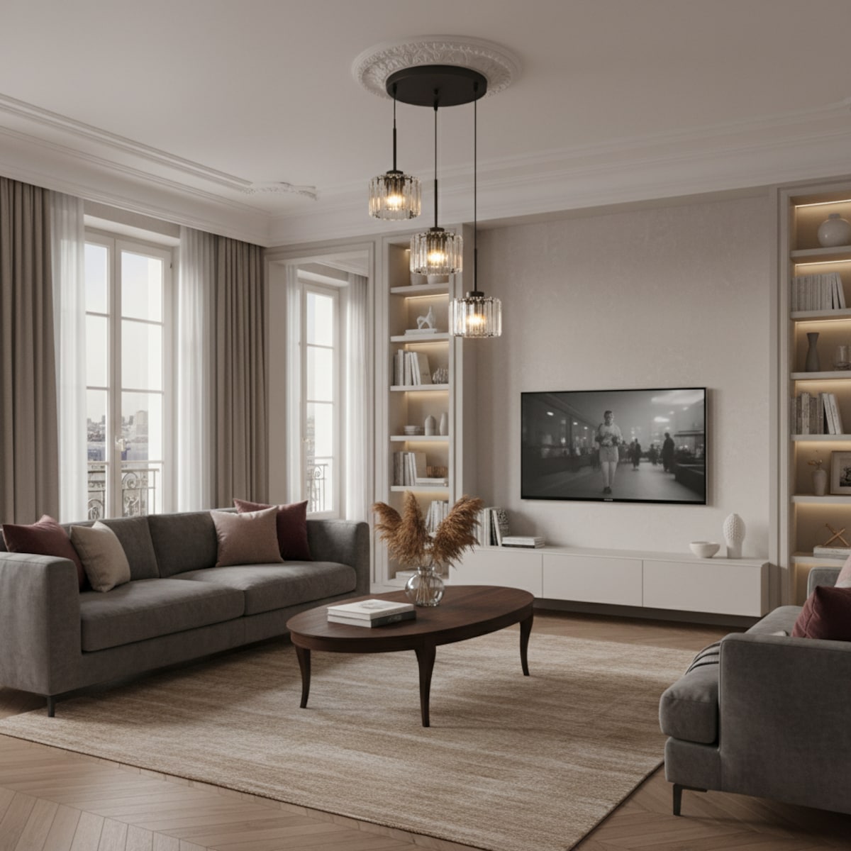 lampa wisząca kaskadowa 3 punktowa edylit do salonu