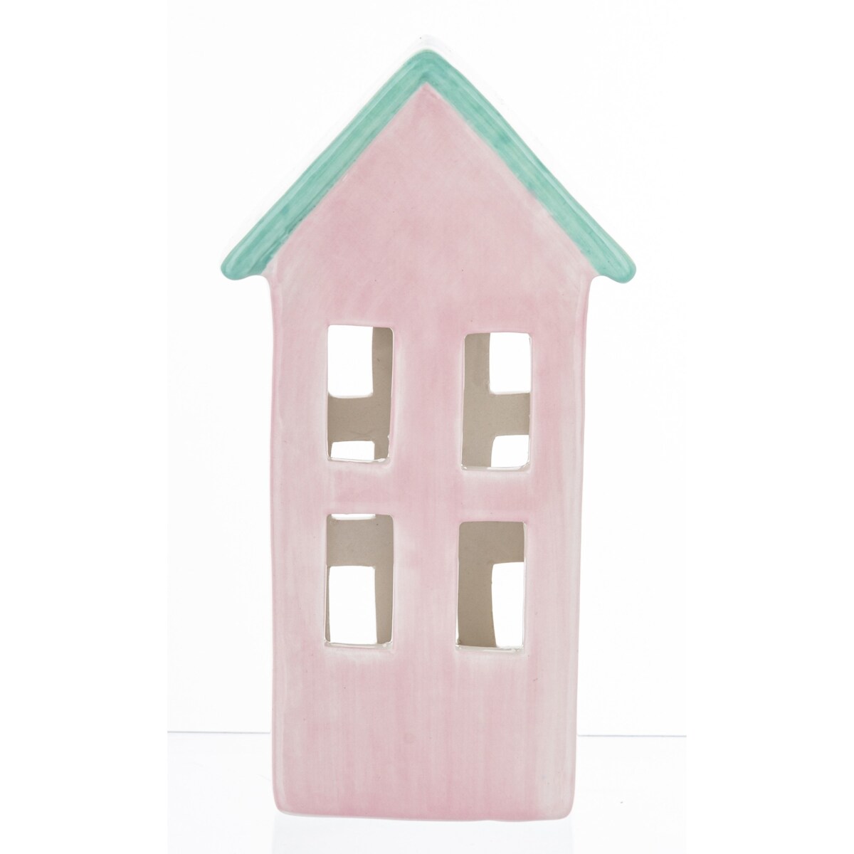 Ceramiczny domek 17x9x5 cm GILLI różowy z niebieskim dachem